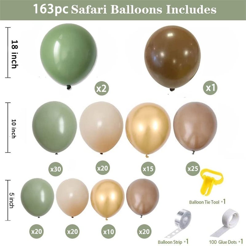 DUILE Sage Green Balloon Garland Kit  163 Pcs  Natural Latex  Jungle Safari Woodland Birthday Decorations  Baby Shower  Wild One Party - Image 2